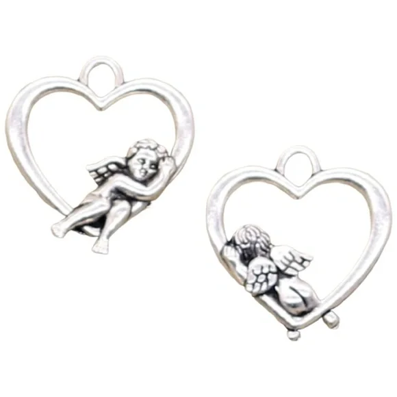 HAND Crafted Drop Earrings  Recycled Guitar Pick Cherub Sleeping in Heart New - Picture 5 of 8